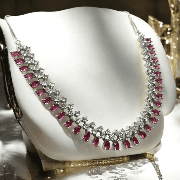 Kajaro Designs Jewels CZ Red Choker Necklace Set with Earrings for Women | Indian Jewelry for Weddings and Festivals