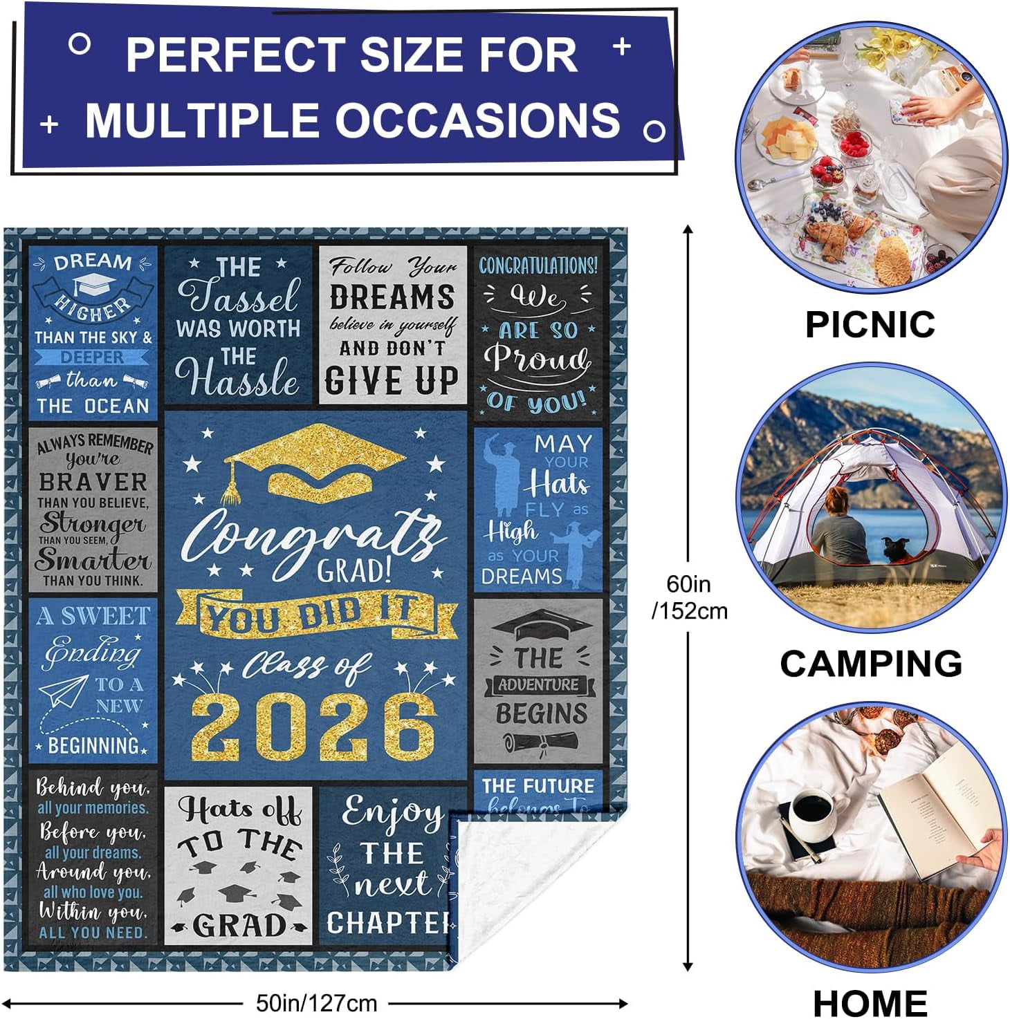 Graduation Gifts for Her/Him, Police Academy, Nurse, Masters Degree, College 2026 Graduation Gifts for Men, 2026 Graduates Gifts Ideas, Graduates Celebration Blanket