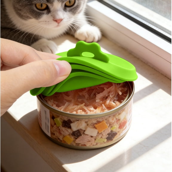 Aoznliie Silicone Pet Food Can Covers, Universal Size Airtight Lids for Cat & Dog Food, Keep Fresh Leak Proof Stackable, Dishwasher Safe, 4.13x3.54 in