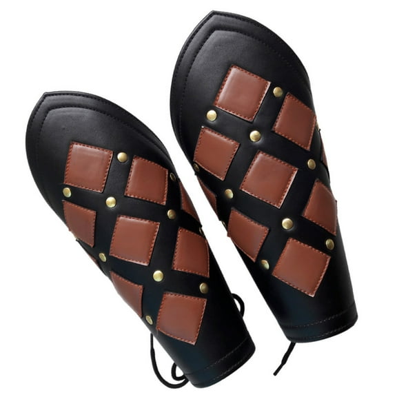 Medieval Templar Crusader Costume Leather Hand Guards Pair Legionnaire Forearm Guard