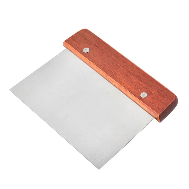 Scraper Stainless Steel Chopper Spatula Slicer Baking Tools Spatula Scraper Dough Scraper Pastry for Dough Pastry Pancakes, Wooden Handle