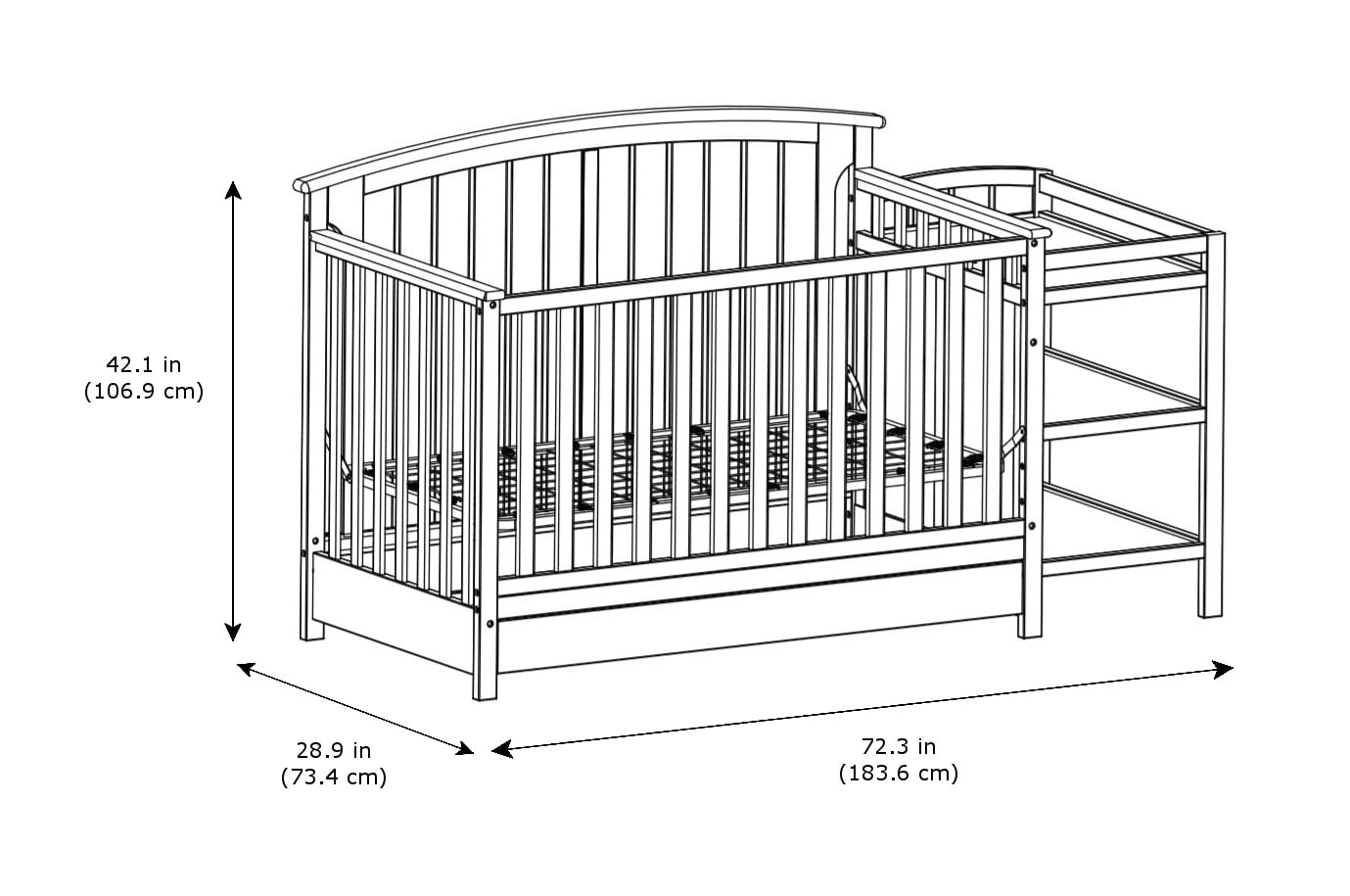 storkcraft steveston 4 in 1 crib and changer with drawer gray