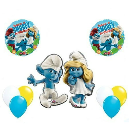 The Smurfs Birthday Party Supplies Smurf and Smurfette Smurfy Birthday Balloon Decorations