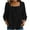 Black, variant on Peasant 3/4 Sleeve Cotton Shirts for Women Casual Square Neck Bow Tops Trendy Loose Light Blue Blouse