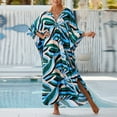 thumbnail image 5 of WTOBBY Women's Beach Cover-Up Swimsuit Bikini Outerwear Flowy Long Sleeve Dress Swimsuit Cape Jacket for Summer Poolside Resort Wear,Blue One Size, 5 of 5