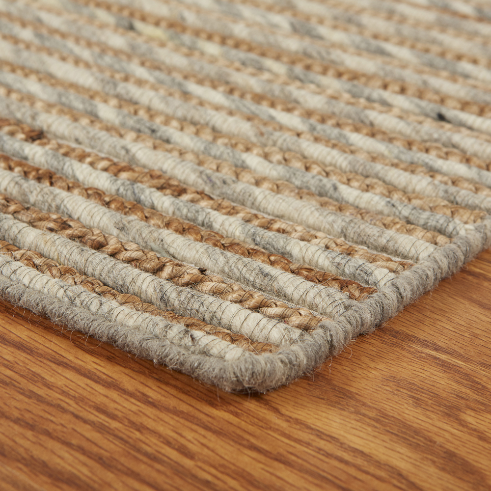 Ox Bay Topanga Braided Jute Silver 5 Feet x 7 Feet 9 Inches Striped Area Rug