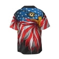 thumbnail image 6 of Lsque Eagle Head With American Flag print Men's Cuban Collar Short Sleeve Shirt Summer Beachwear Casual Button Down Fashionable Vacation Leisure Shirt-X-Large, 6 of 7