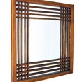 thumbnail image 3 of Benzara BM229394 Lattice Design Wooden Frame Wall Mirror, Brown, 3 of 4