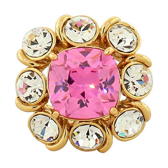 Fashion Alloy Yellow Gold-Tone White Pink Clear CZ Statement Cocktail Ring