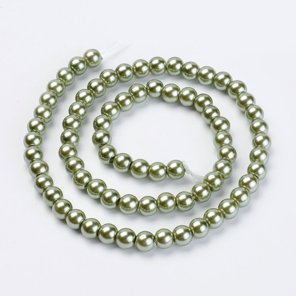 Eco-Friendly Glass Pearl Beads Strands Grade A Round Dyed Cotton Cord Threaded Dark Sea Green 10mm Hole: 1.2~1.5mm about 42pcs/strand 15.7 inch DIY