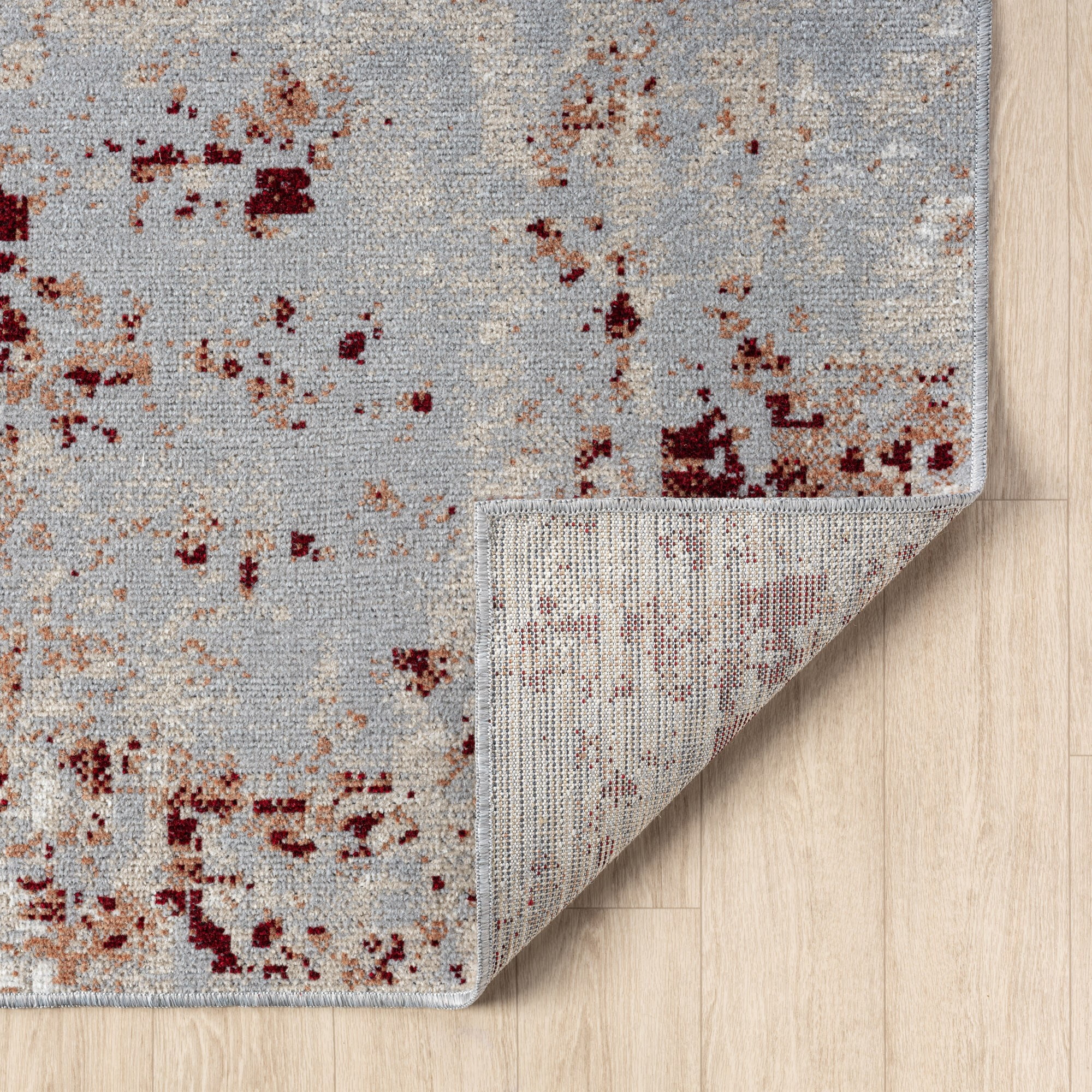 Ox Bay Evan 5' x 7' Red/Gray Abstract Machine Washable Indoor Area Rug