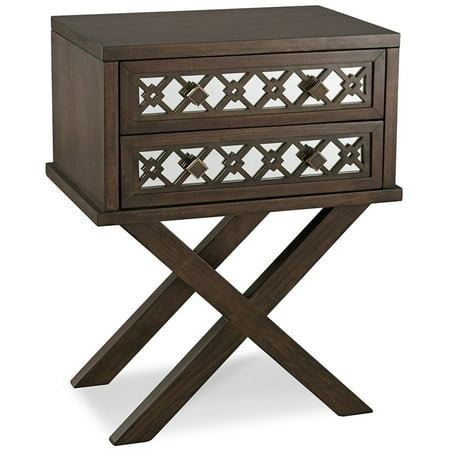 Leick 2 Drawer Diamond Mirrored Accent End Table In Walnut