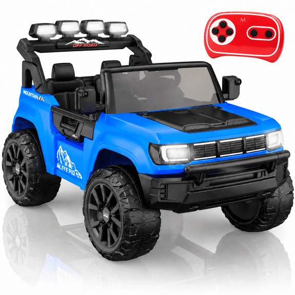 24V 2-Seater Kids Ride OnTruck with Remote Control,Bluetooth Music& LED Lights,4WD/2WD Switchable Ride on Car, Ages 3-8,Blue