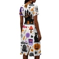 thumbnail image 5 of Halloween Dresses for Women Spider Short Sleeve Witch Hat Fall Wrap Dress Ghost V Neck Casual Wedding Guest Dresses XL, 5 of 5
