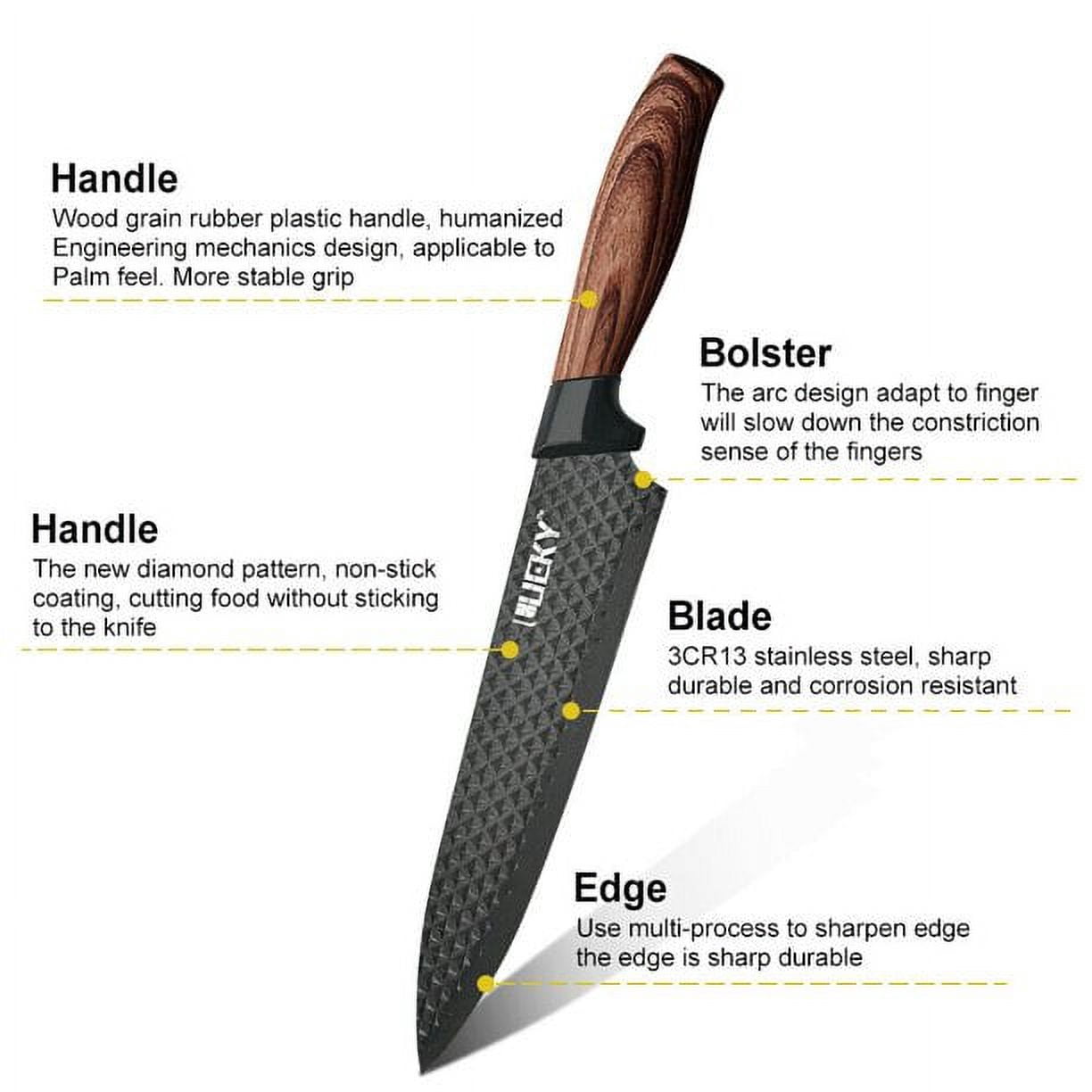 Knife Set, DFITO 6 Piece Kitchen Knife Set, Auto Sharpening Chef Knife Set, High Carbon Stainless Steel Hammer Series Knife Set, Boxed Knife Set, ZJ60