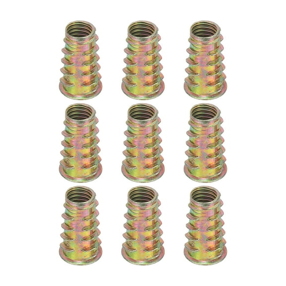 9 Pcs Threaded Inserts for Wood, Zinc Alloy M8 Thread Inserts Nuts 21mm Length