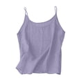thumbnail image 6 of Girls 2 Piece Cotton Linen Outfit 3-14 Years Adjustable Spaghetti Strap Top and Wide Leg Pants with Pockets Summer Casual Set for Kids Purple 170(170), 6 of 7