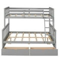 thumbnail image 6 of Twin Over Full Bunk Bed with 2 Drawers and Ladder, Wooden Bunk Bed Frame with Safety Guardrail and Slats Support, Can Be Convertible into 2 Beds, No Box Spring Needed, Gray, 6 of 9