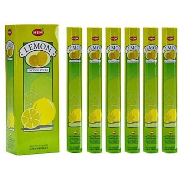 Lemon - Box Of Six 20 Stick Tubes, 120 Sticks Total - Hem Incense