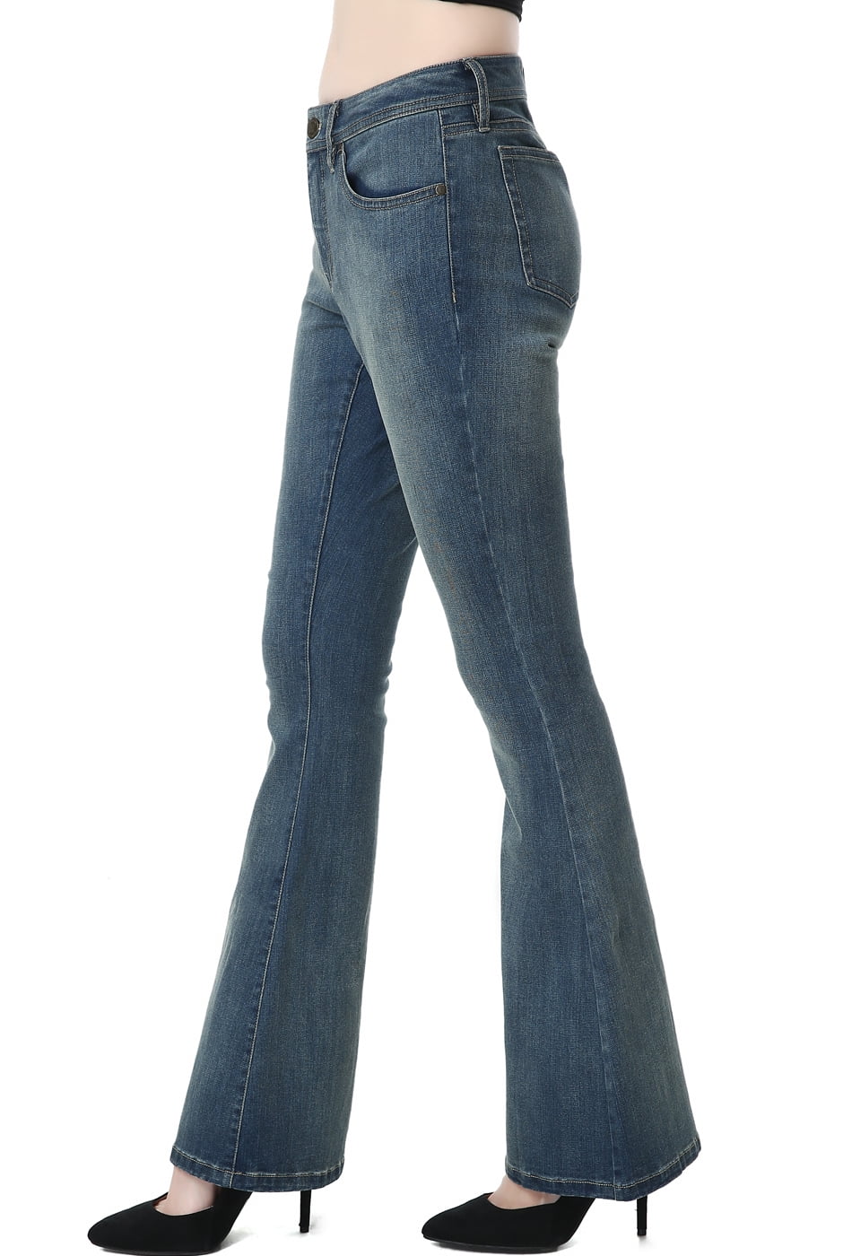 Phistic - Women's Ultra Stretch Medium Indigo Flare Jeans - Walmart.com ...