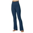 thumbnail image 4 of felwors Black Flare Yoga Pants for Women - Soft High Waist Bootcut Leggings Tall & Long Bootleg Pants for Women Dark Blue, XL, 4 of 8