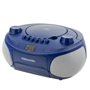 Memorex MX-BCCD50(L) AM/FM Top Loading CD and Cassette Player Blue | Portable Stereo with Programmable Memory, Auto-Stop Cassette Deck | Auxiliary Input, and Red LED Display (Blue)