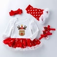 thumbnail image 2 of Zwiiyzr My First Christmas Outfit Newborn Infant Baby Girls Long Sleeve Romper Princess Letter Tutu Dress Shoes Four Piece Set Outfits Fall Winter Baby Clothes, 2 of 3