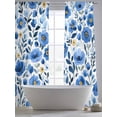 thumbnail image 4 of Blue Floral Spring Sheer Curtains 108 Inch Length 2 Panels Set, Farmhouse Botanical Summer Voile Window Treatment Semi Sheer Long Curtains Drapes for Bedroom/Living Room/Kitchen 52"x108"x2, 4 of 7