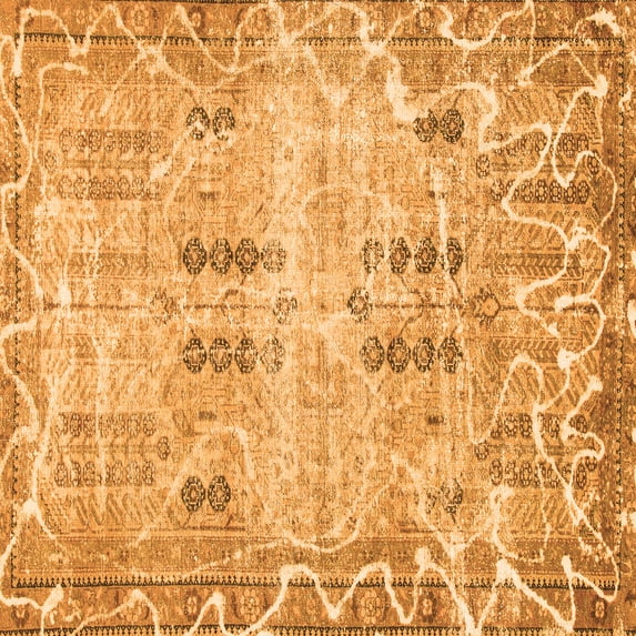 Ahgly Company Indoor Square Abstract Orange Modern Area Rugs, 3' Square