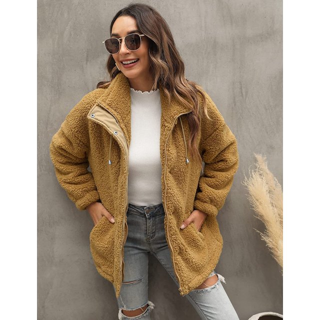 REDHOTYPE Women's Button Long Sleeve Brushed Jacket Coats with Pockets