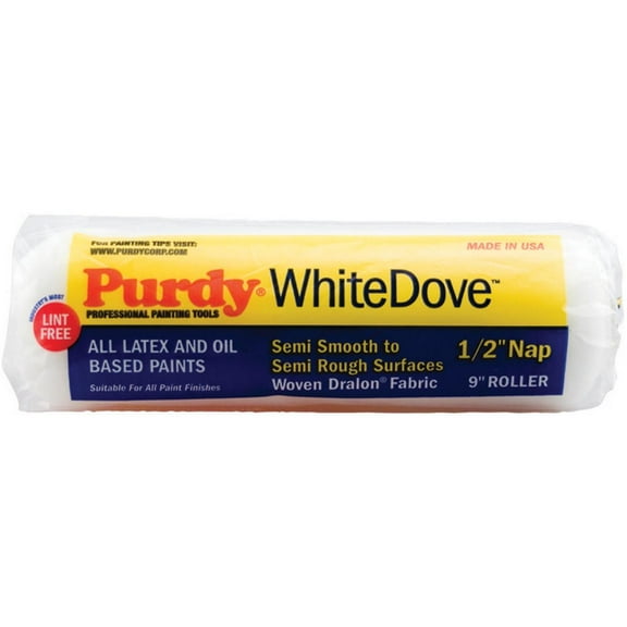 180-Pack of 9” x 1/2” Nap Purdy 14A670093 White Dove Roller Cover, Dralon