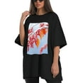 thumbnail image 4 of Plus Size Shirt for Women Black Tops for Women Short Sleeves Shirt for Women Red Sumac T Shirt Crewneck Shirt for Women XL, 4 of 5