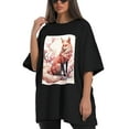 thumbnail image 4 of Plus Size Shirt for Women Black Tops for Women Short Sleeves Shirt for Women Fox T Shirt Crewneck Shirt for Women XS, 4 of 5