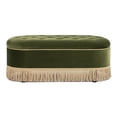 thumbnail image 6 of Wooden Storage Benches Melinda 48.5" Oval Tufted Bullion Fringe Storage Bench, Olive Green Performance Velvet,Indoor Storage Benches, 6 of 6
