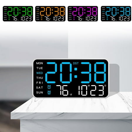 Leodye Digital Wall Clock LED Large Display Timer with Date Adjustable Brightness, Big Wall Alarm Clock for Living Room office Garage Gym Seniors
