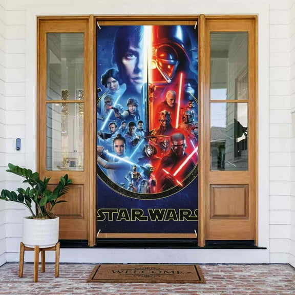 Darth Vader Door Cover Banner Decor Wall Hanging Background For Party Door Indoor Porch (35.4 X 72.8 Inches)