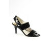 Pre-owned|Michael Michael Kors Womens Open Toe High Heels Black Gold Size 8