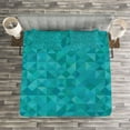 thumbnail image 3 of Ambesonne Teal Quilted Bedspread Set 3 Pcs, Triangles Squares Modern, Queen Size, Turquoise Aqua, 3 of 3