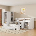 thumbnail image 4 of Twin Solid and Stable Wooden Bunk Bed with Trundle, Cabinet, Wardrobe, Desk and Drawers (White), 4 of 16