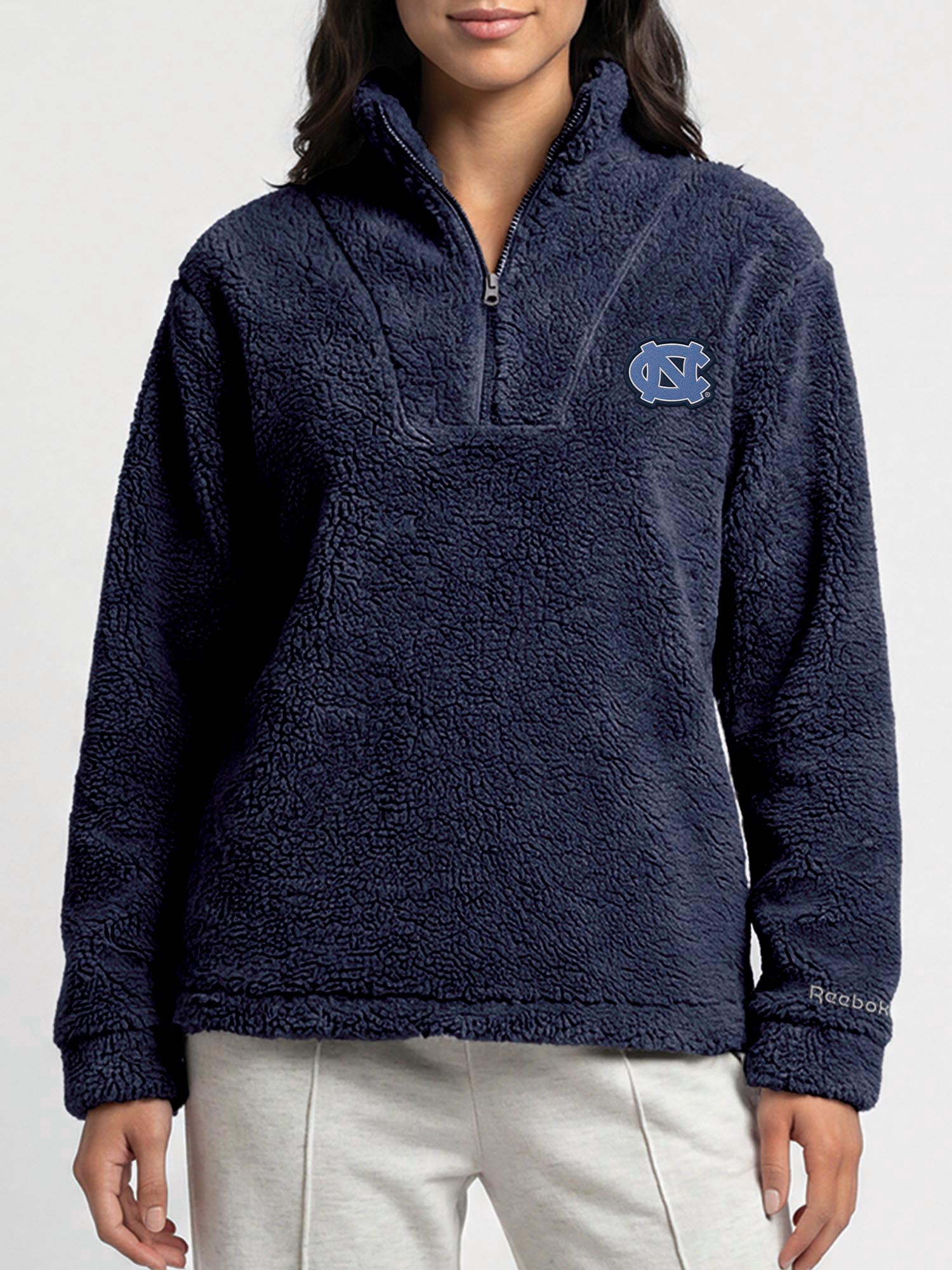 North Carolina Tar Heels Reebok Womens Relaxed Fit Qtr Zip Sherpa Pullover