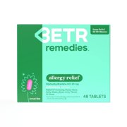 BETR Remedies Allergy Relief Medicine, Oral Antihistamine, Diphenhydramine 25 mg, 48 Tablets
