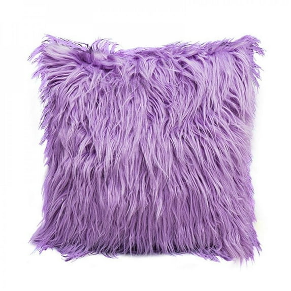 ShengShi 45cmx45cm Plush Pillowcase Casual Faux Fur Plush Throw Pillow Cases Home Seat Waist Pillow Cover Case Purple