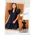 thumbnail image 5 of Wehilion Womens 2023 Summer V-Neck Drawstring Ruffle Cap Short Sleeve Side Pockets Mini Dress Sundress, 5 of 8