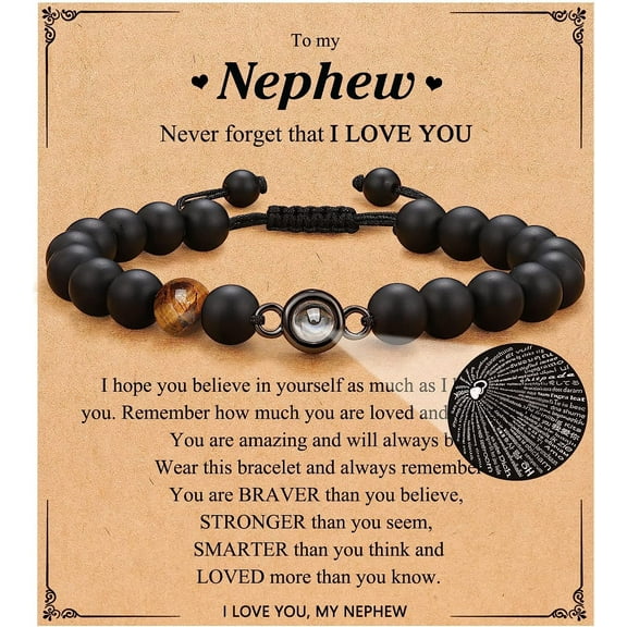 Gifts for Husband, Son, Grandson, Nephew, Dad, Boyfriend, New Dad, Brother, Stepdad, Uncle, I Love You in 100 Languages Adjustable Bracelet for Men Teen Boys