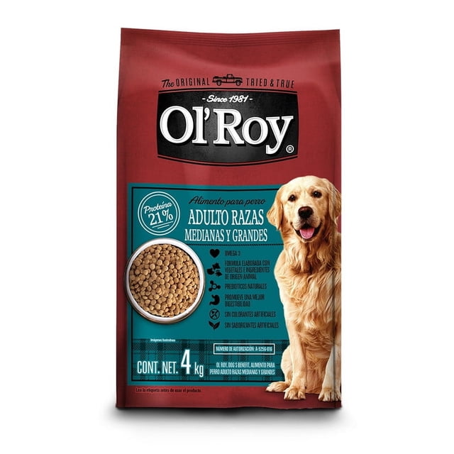 ALIMENTO PARA PERRO OL'ROY RAZA MEDIANA GRANDE 4 KG