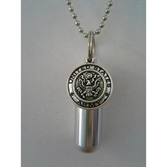 Military Army Medallion CREMATION URN Keepsake with Velvet Pouch, Ball-Chain & Fill Kit