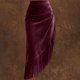 thumbnail image 4 of Falda de Franja para Mujeres de Cintura Alta Bodycon Midi Asimétrica Split Western Style, 4 of 9