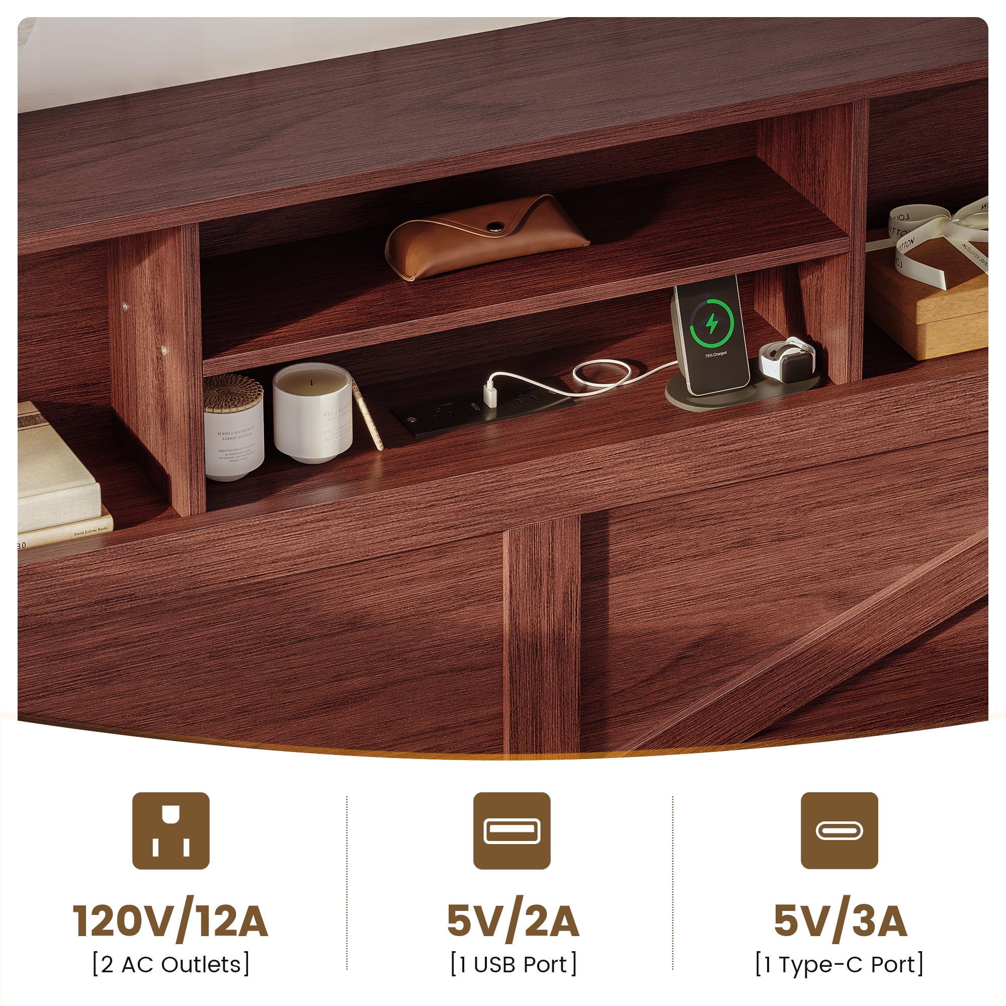 Twin Size Bed Frame, Farmhouse Wooden Platform Twin Bed with Storage Headboard Bookcase and 4 Footboard Storage Drawers Oak Brown