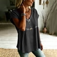 thumbnail image 5 of Turilly Boho Lace Trim Blouse for Women V-Neck Short Sleeve Loose Fit Casual Peplum Top Button Shirts, 5 of 6