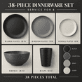 thumbnail image 2 of Homienly Dishware Set, 38-Piece Wheat Straw Dinnerware Set for 8, Plastic Plates Bowls & Cups, Stackable Microwave Safe Dishware, Plates and Bowls Set, Black Grey, 2 of 8